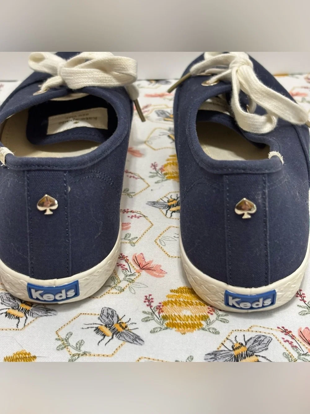 kate spade collaboration with Keds Navy Canvas Sneakers with Cream Accents